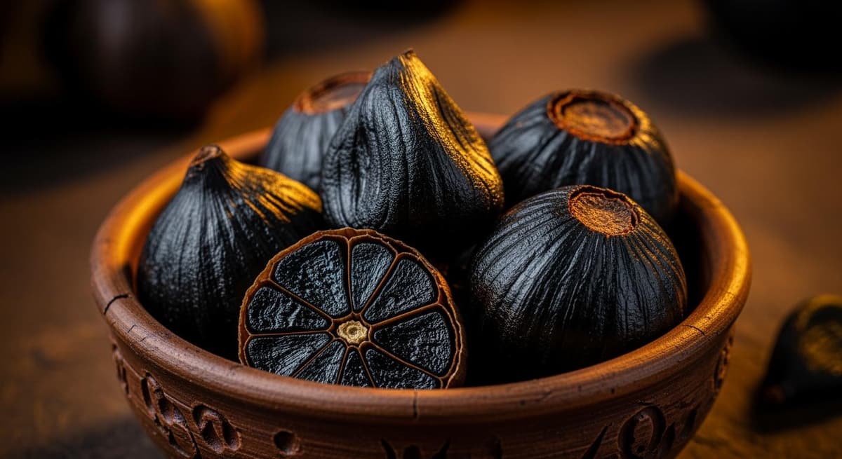 Tỏi đen được trình bày như một món ăn vặt cao cấp và bổ dưỡng