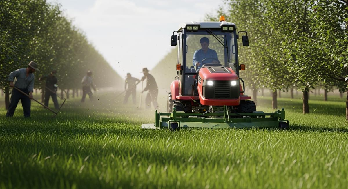 So sánh sự khác biệt giữa làm cỏ thủ công và máy cắt cỏ công nghiệp hiện đại trên cánh đồng lớn