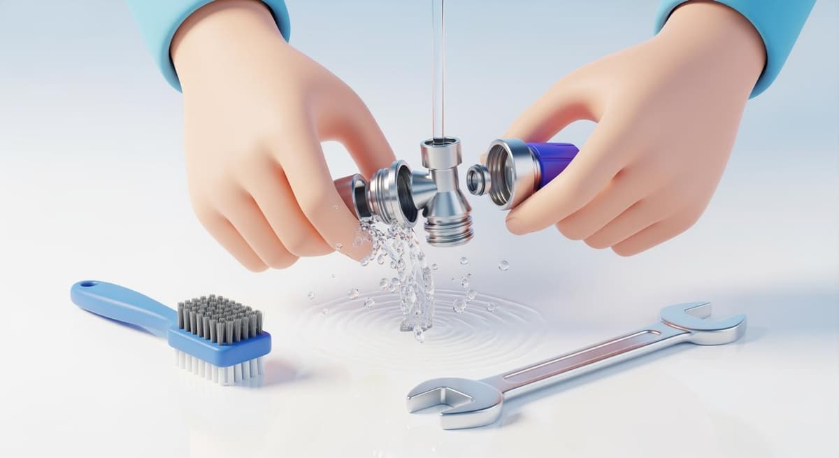 Minh họa 3D quy trình bảo trì và vệ sinh béc phun tại nhà