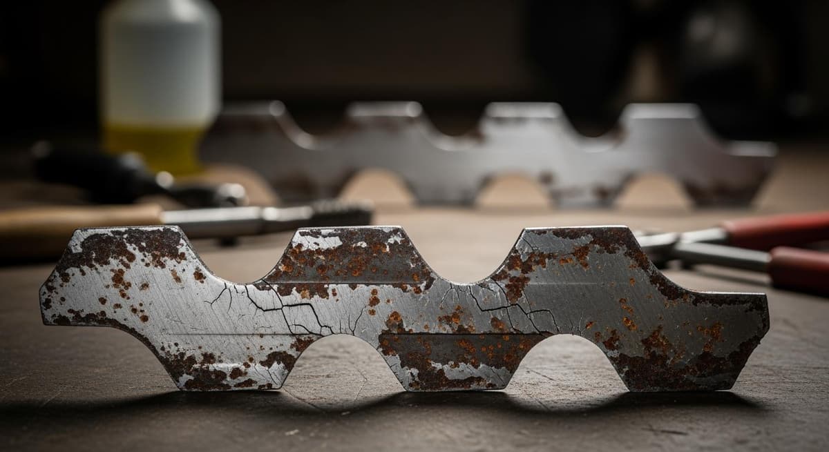 Kiểm tra dấu hiệu mòn vẹt và nứt vỡ trên lưỡi cắt cỏ cũ để thay thế