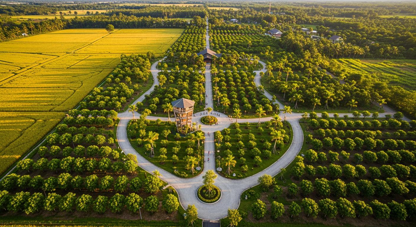 Sơ đồ phân khu chức năng đất nông nghiệp kết hợp du lịch trải nghiệm từ trên cao