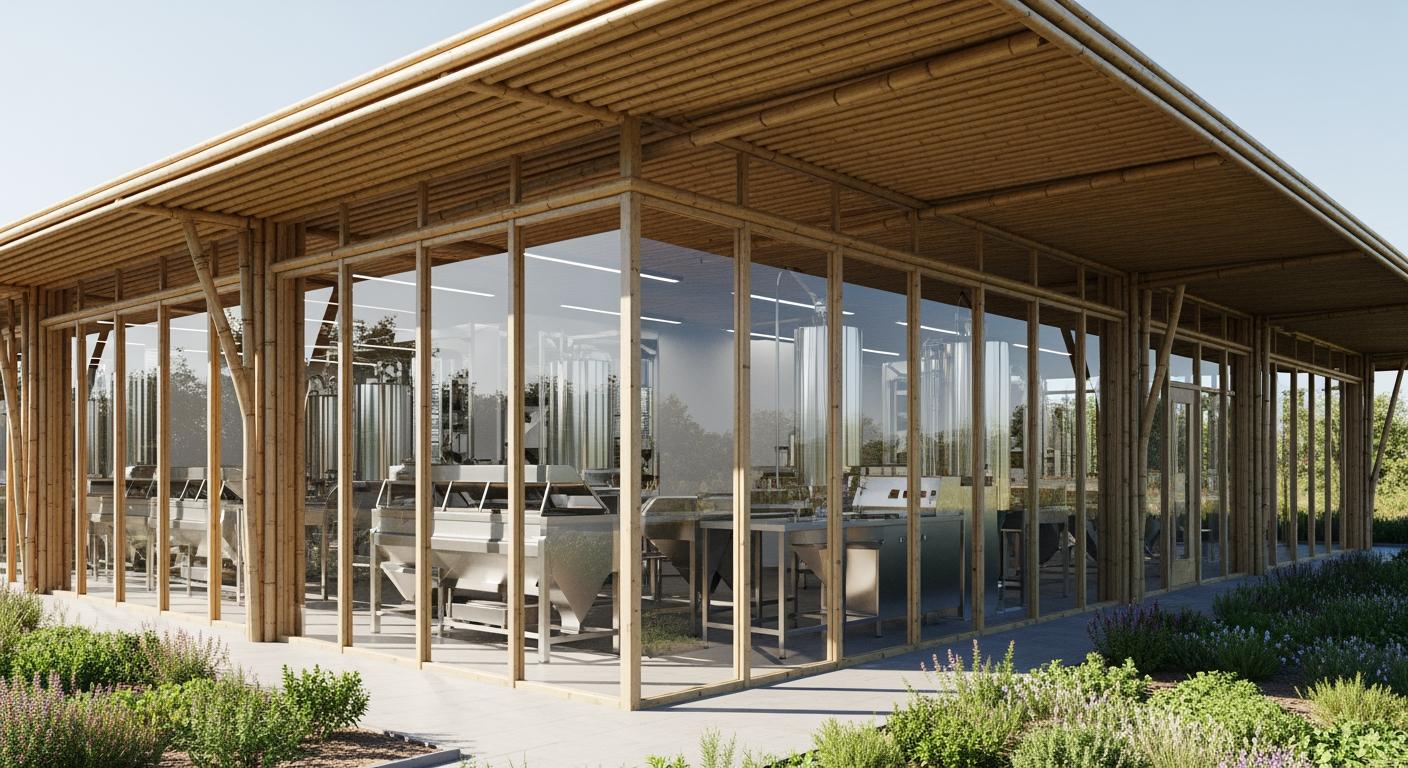 Xưởng chế biến nông sản hiện đại đạt chuẩn vệ sinh trên nền đất nông nghiệp