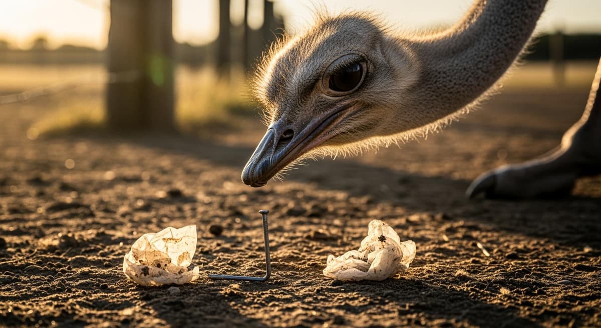 Cảnh báo đà điểu tò mò với các vật thể lạ nguy hiểm
