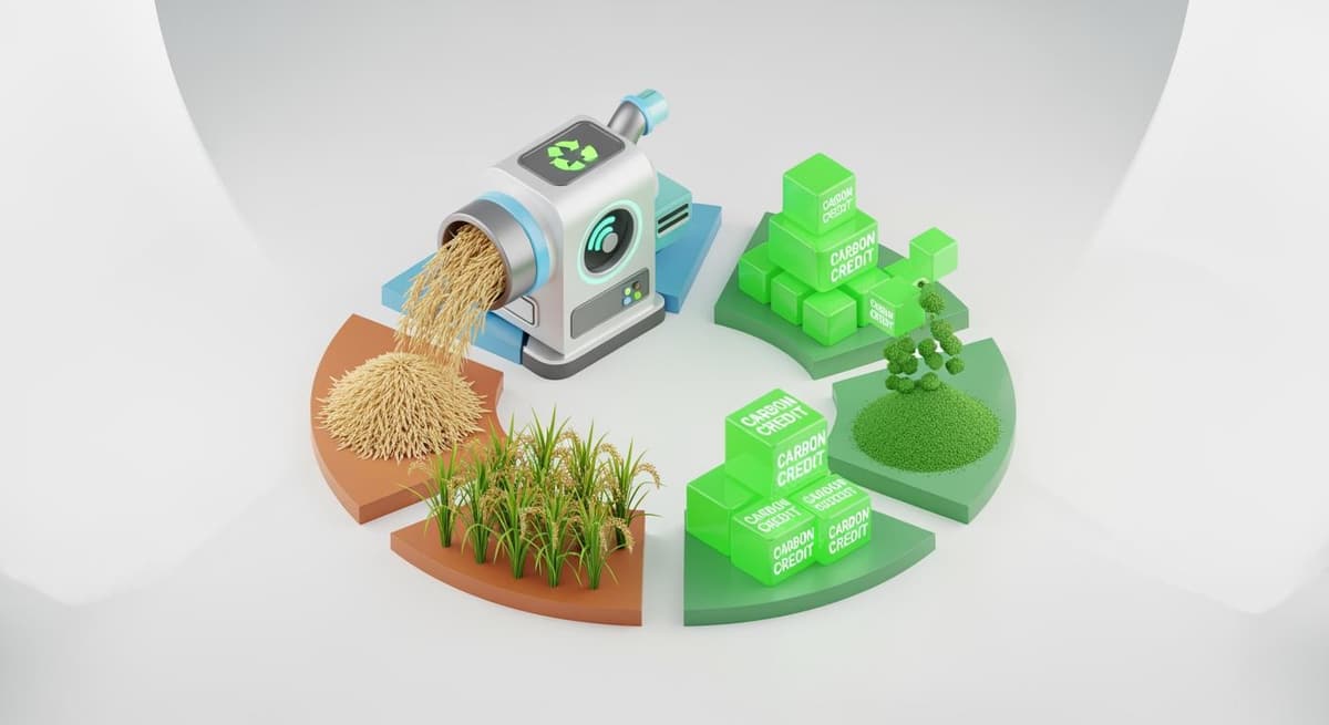 Quy trình tối ưu hóa phế phụ phẩm nông nghiệp thành tài sản carbon trong mô hình kinh tế tuần hoàn.