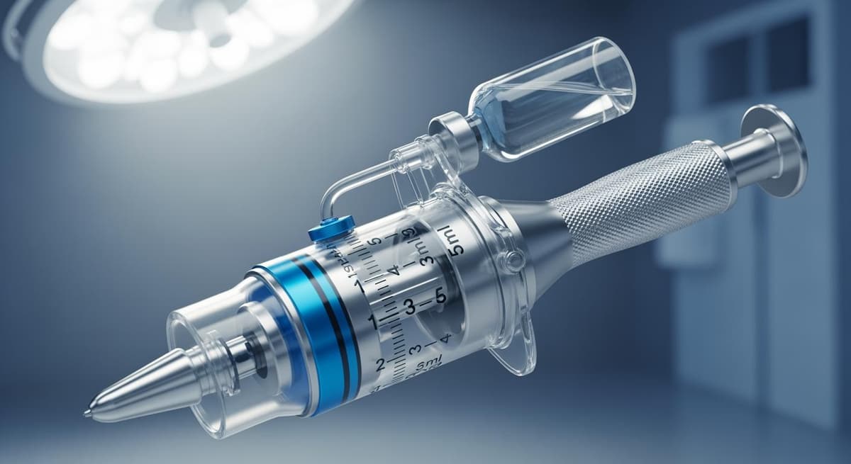 Cận cảnh bơm kim tiêm tự động 5ml chuyên dụng cho gia súc với thiết kế công thái học