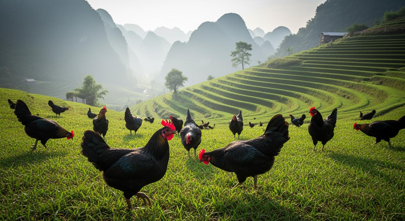Mô hình nuôi gà H'mông thả vườn đồi tự nhiên giúp tăng trưởng bền vững