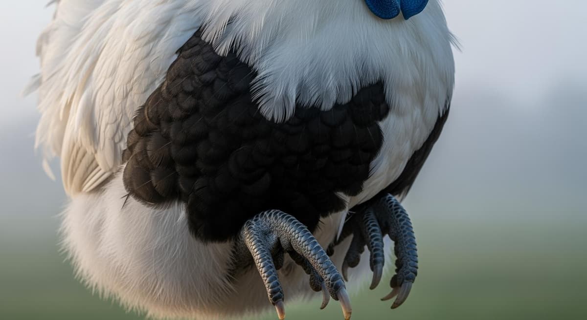 Cận cảnh đặc điểm nhận diện gà ác thuần chủng với bộ lông trắng và da đen đặc trưng