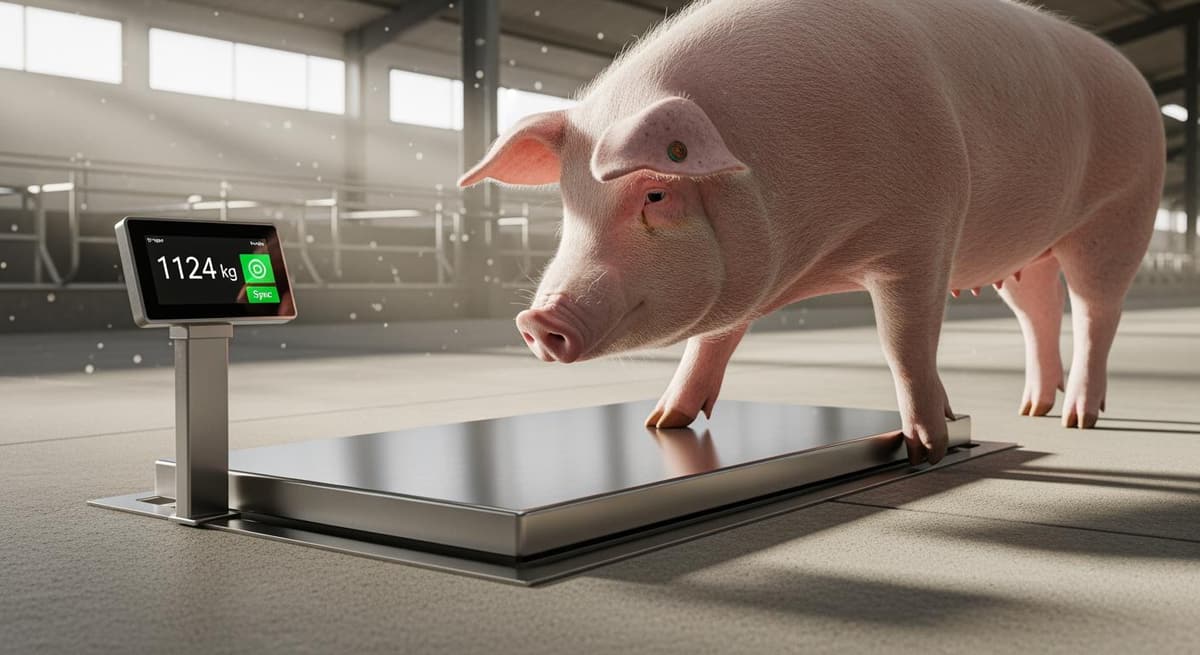 Hệ thống cân điện tử IoT tự động tích hợp tại lối đi trong trang trại lợn hiện đại