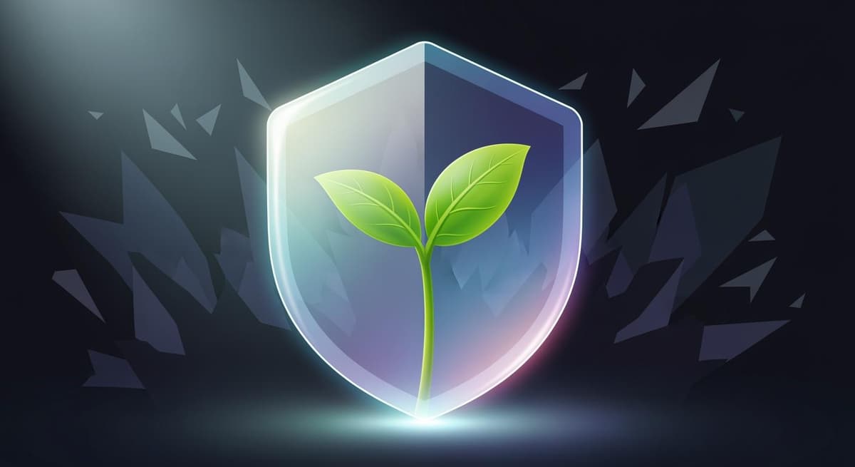 Hình ảnh minh họa chiếc khiên bảo vệ mầm cây nông sản trước các tác động tiêu cực, tượng trưng cho việc bảo hộ thương hiệu.