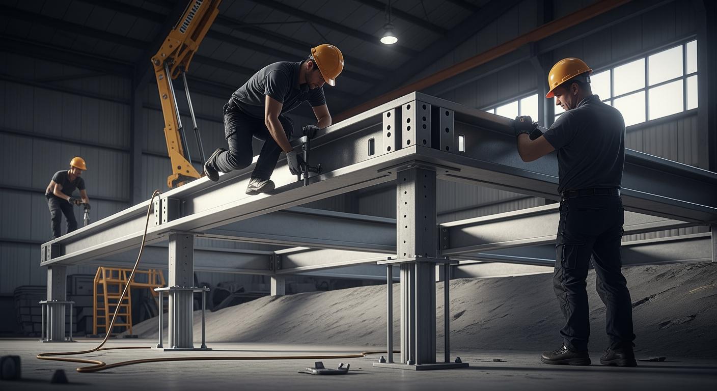 Kỹ thuật lắp ghép khung thép chịu lực trên địa hình đất dốc cực kỳ hiểm trở