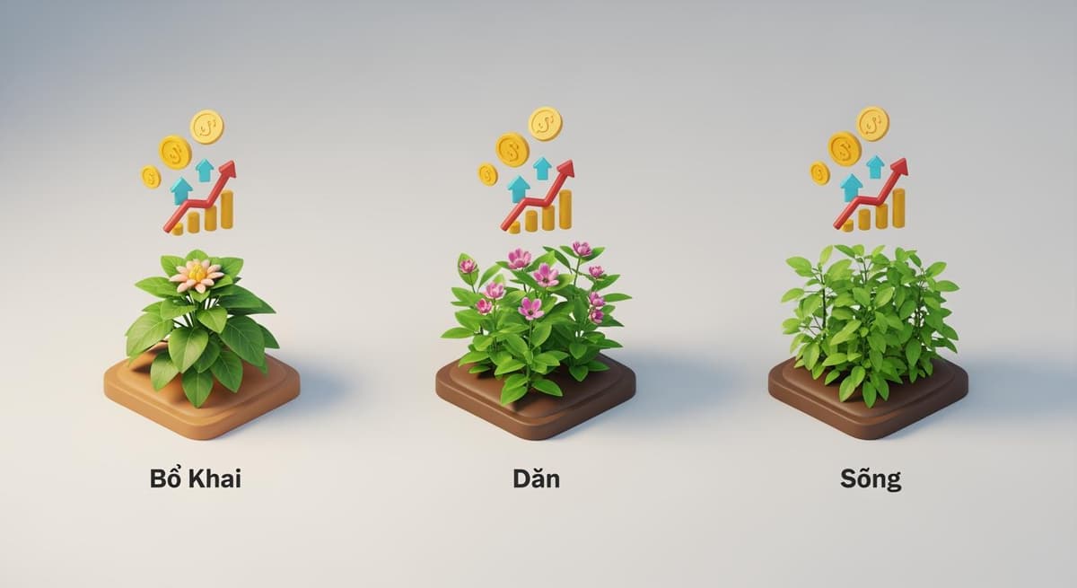 Minh họa 3D về giá trị kinh tế và sự phát triển của rau rừng