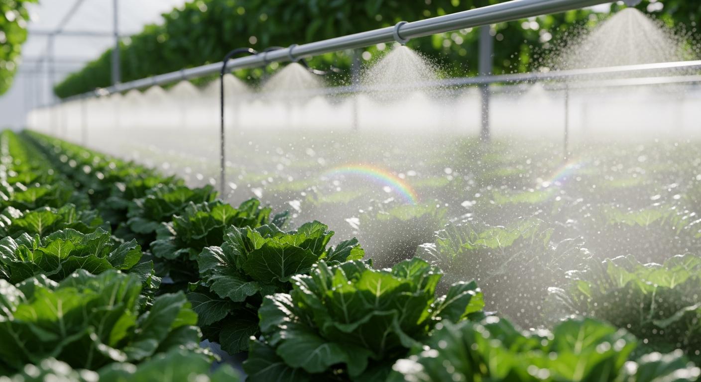 Hệ thống tưới phun sương cho xà lách hữu cơ đạt chuẩn VietGAP