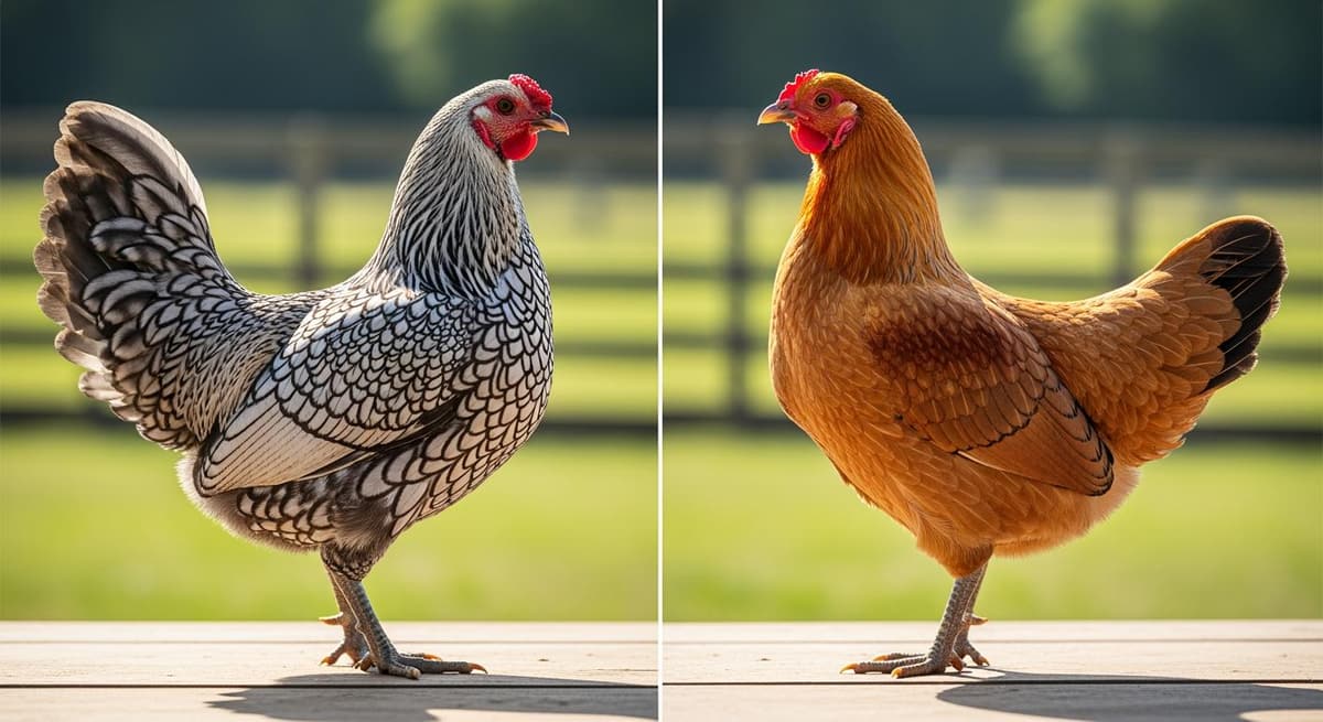 So sánh trực quan giữa gà Ai Cập và gà Ri trong môi trường trang trại hiện đại