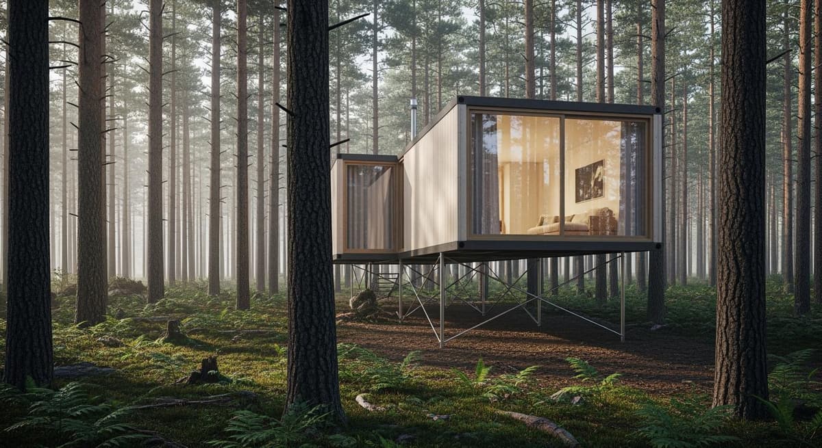 Nhà lắp ghép trên hệ trụ thép bảo vệ hệ sinh thái đất rừng tự nhiên