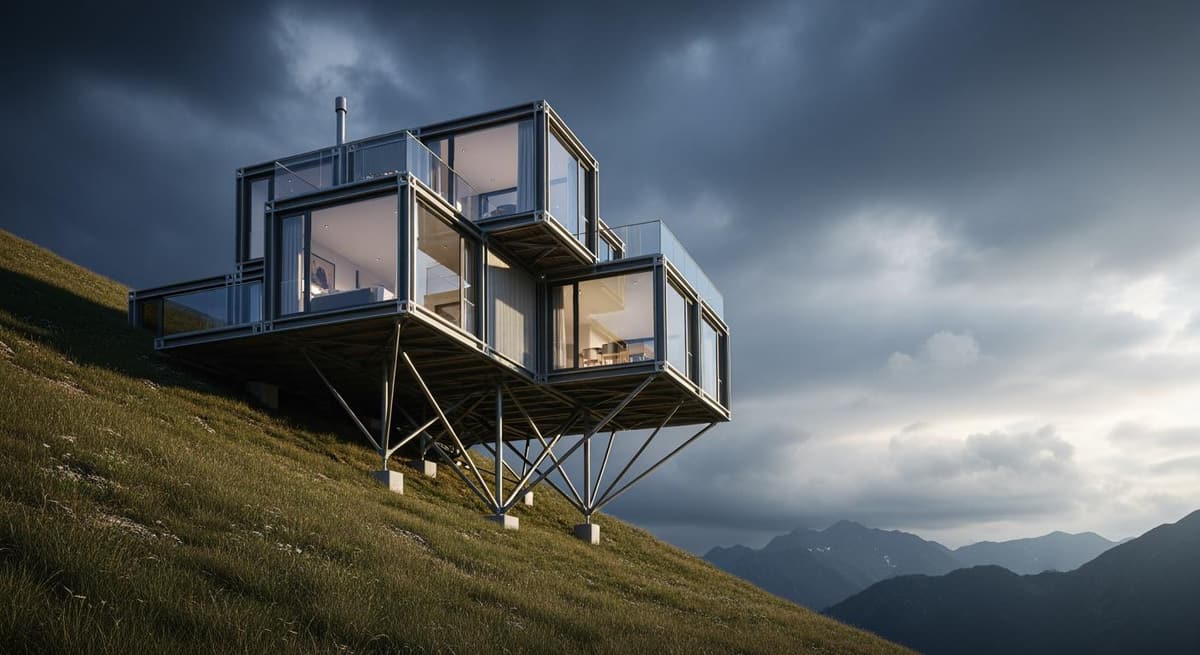 So sánh sự ổn định của nhà lắp ghép trên địa hình dốc núi hiểm trở