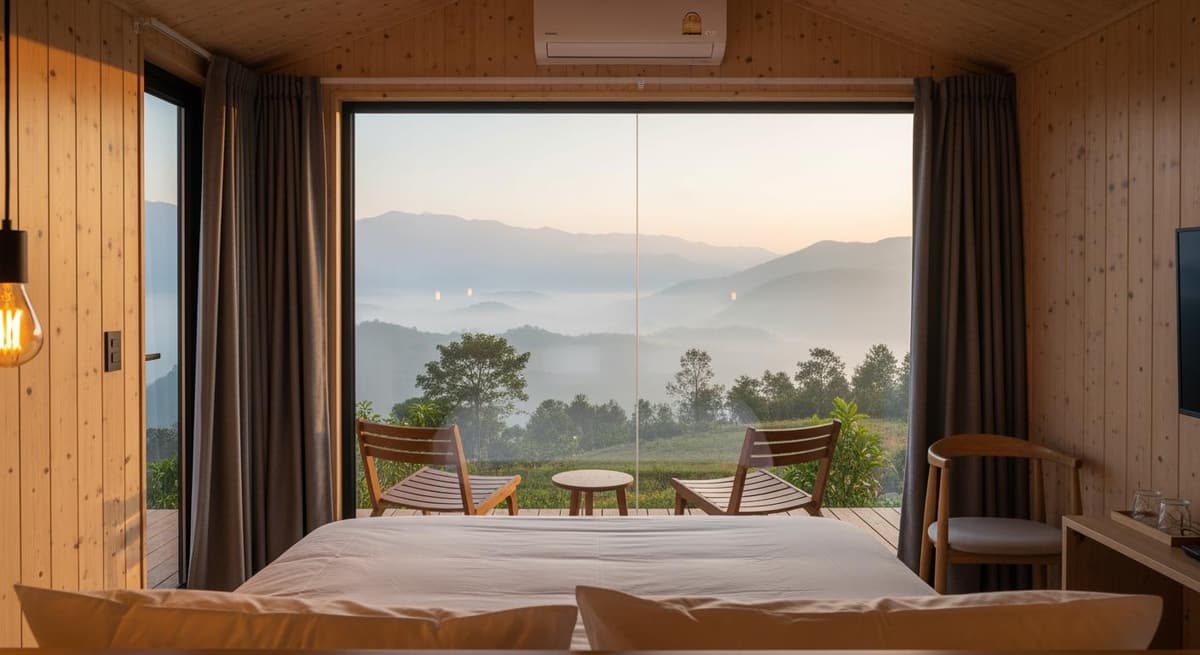 Nội thất sang trọng và tầm nhìn panorama tuyệt đẹp bên trong nhà lắp ghép farmstay