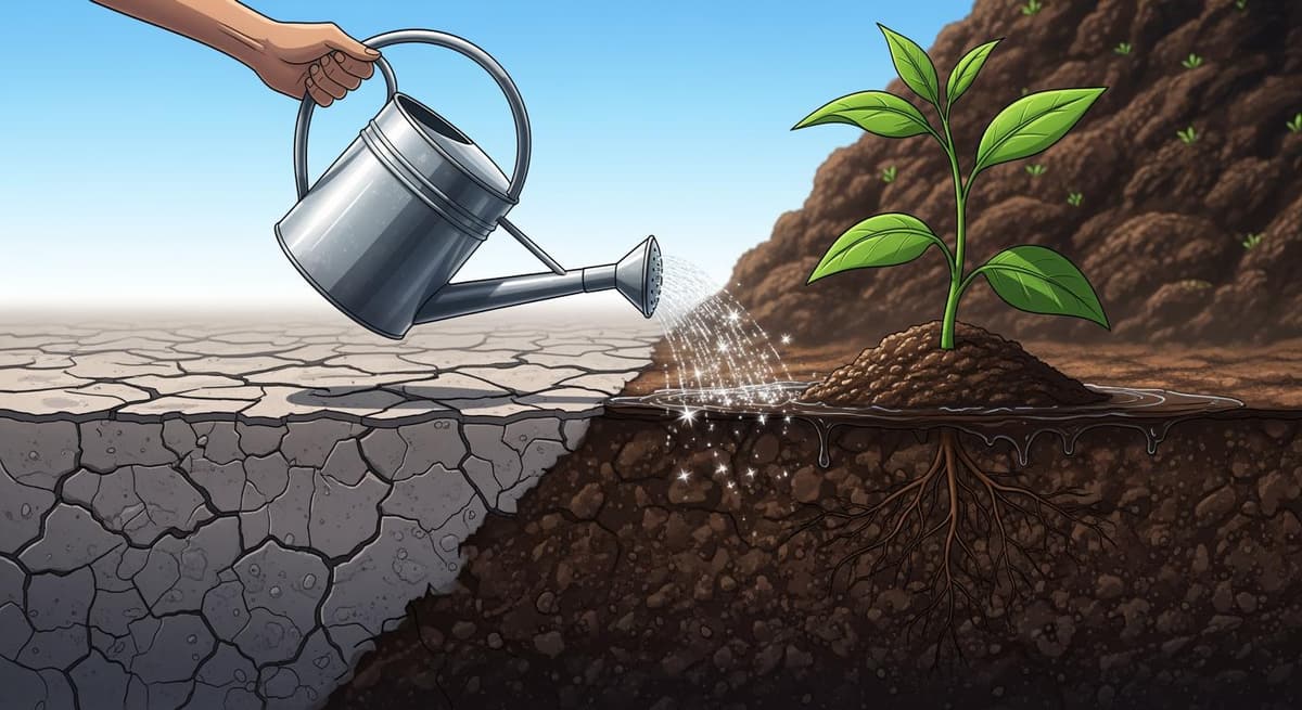 Quá trình phục hồi đất thoái hóa trở nên tơi xốp và giàu sức sống nhờ phân trùn quế