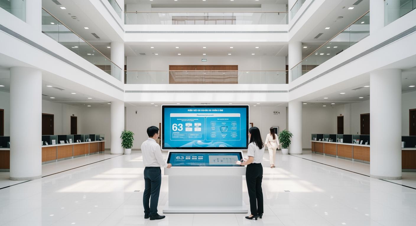 Người dân tra cứu thông tin quy hoạch tại trung tâm hành chính công hiện đại.