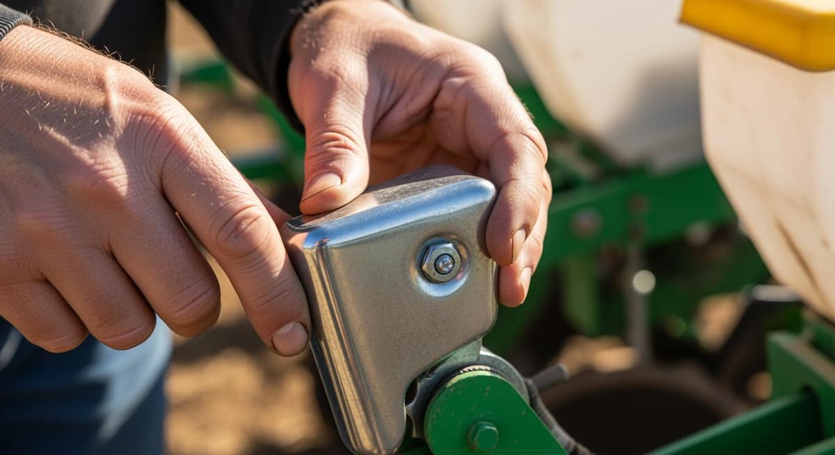 Nông dân kiểm tra kỹ lưỡng các chi tiết máy gieo hạt sau khi vệ sinh