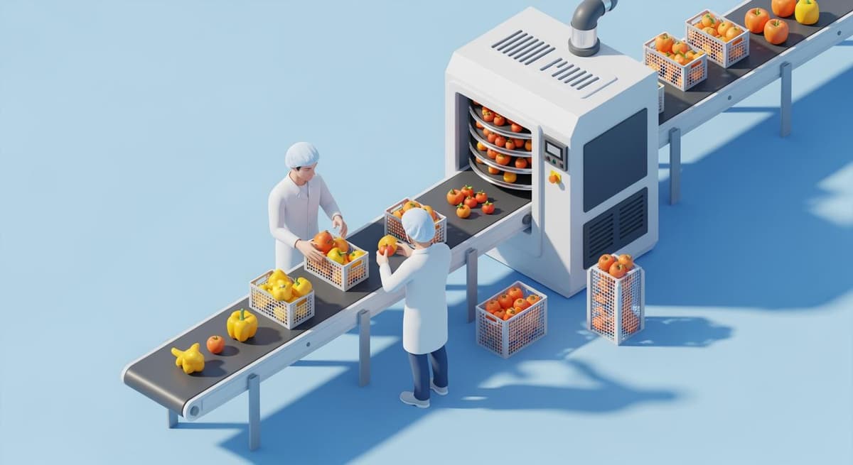 Minh họa quy trình sản xuất nông sản sấy lạnh đạt chuẩn VietGAP