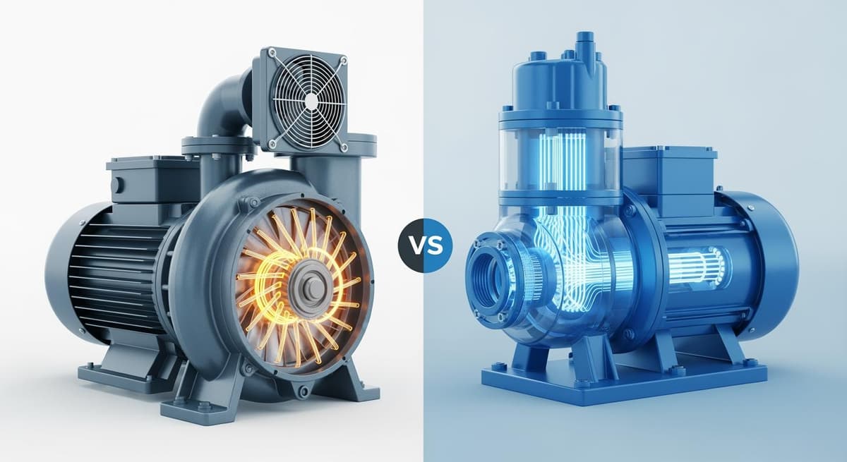 Minh họa cấu tạo bên trong và cơ chế giải nhiệt của máy bơm chìm và máy bơm ly tâm