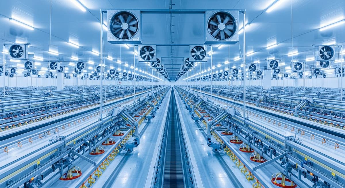 Hệ thống xử lý môi trường và máng ăn tự động trong trại gà công nghiệp