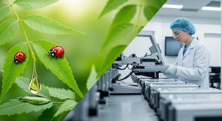 Hình ảnh so sánh giữa canh tác nông nghiệp sử dụng chế phẩm sinh học tự nhiên và giải pháp hóa học