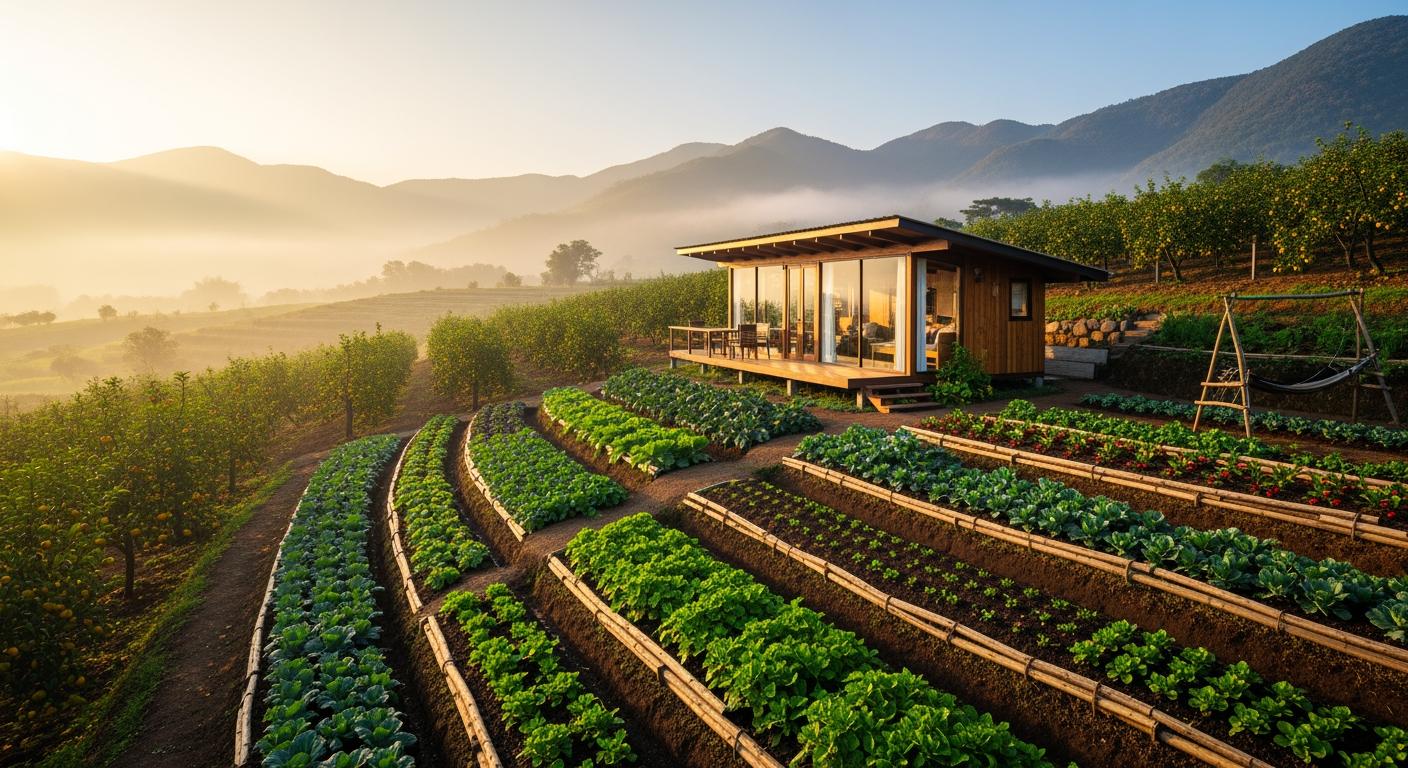 Mô hình Farmstay bền vững kết hợp giữa đất nông nghiệp và kiến trúc nghỉ dưỡng