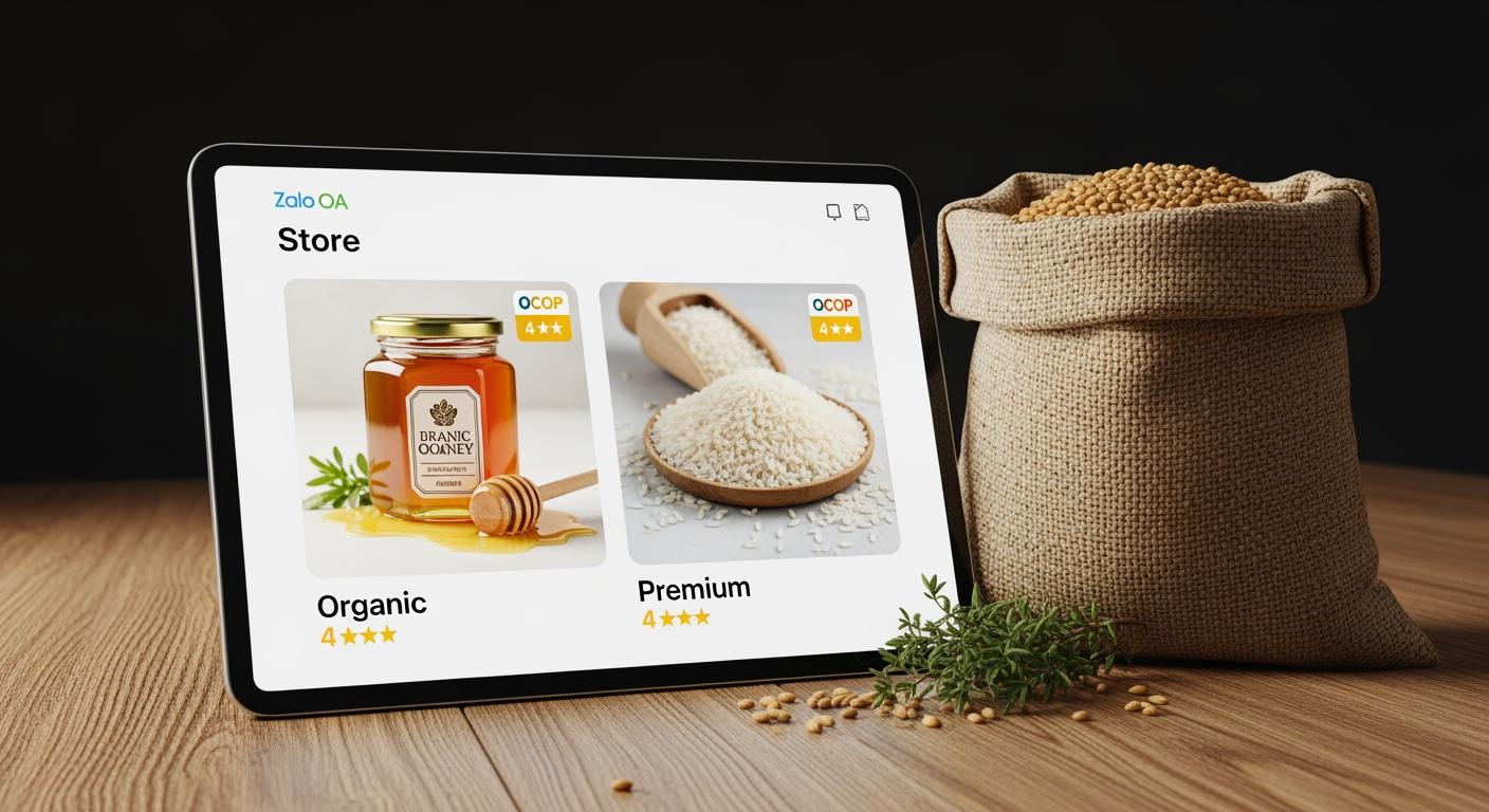 Cửa hàng Zalo OA trưng bày các sản phẩm nông sản đạt chuẩn OCOP và hữu cơ