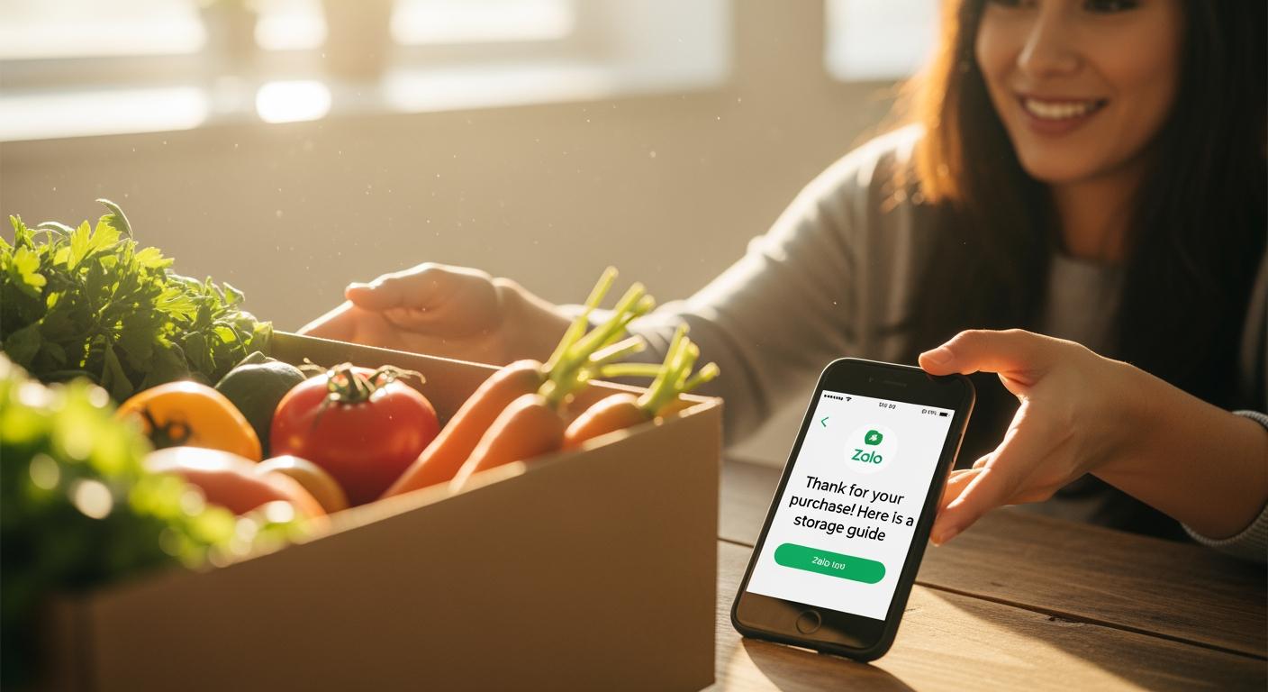 Quy trình chăm sóc khách hàng tự động qua Zalo từ lúc thu hoạch đến khi giao hàng