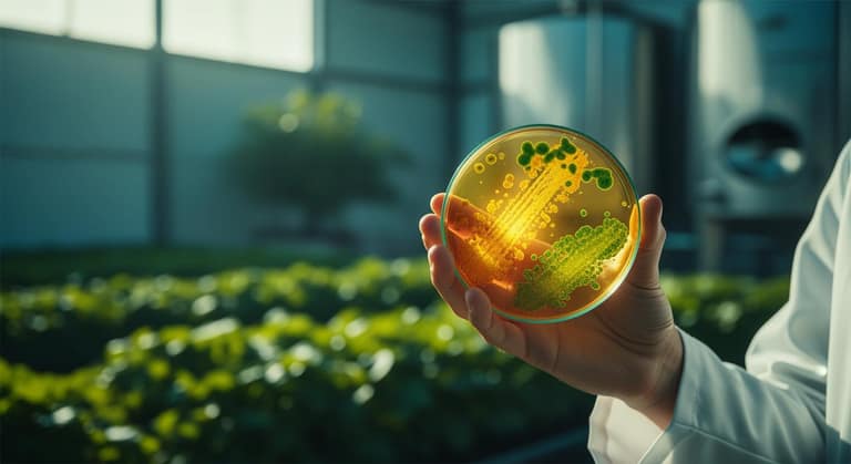 Cận cảnh mẫu vi sinh vật nông nghiệp trong phòng thí nghiệm hiện đại