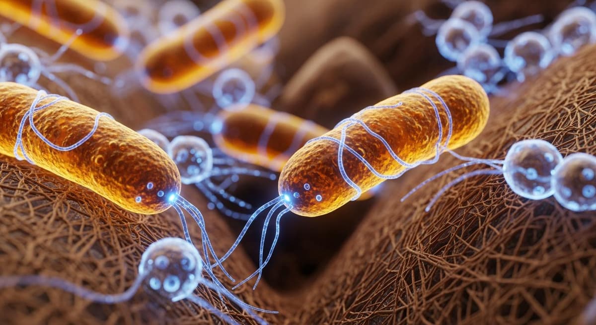 Cận cảnh các lợi khuẩn vi sinh vật đang hoạt động phân giải chất hữu cơ trong môi trường nông nghiệp