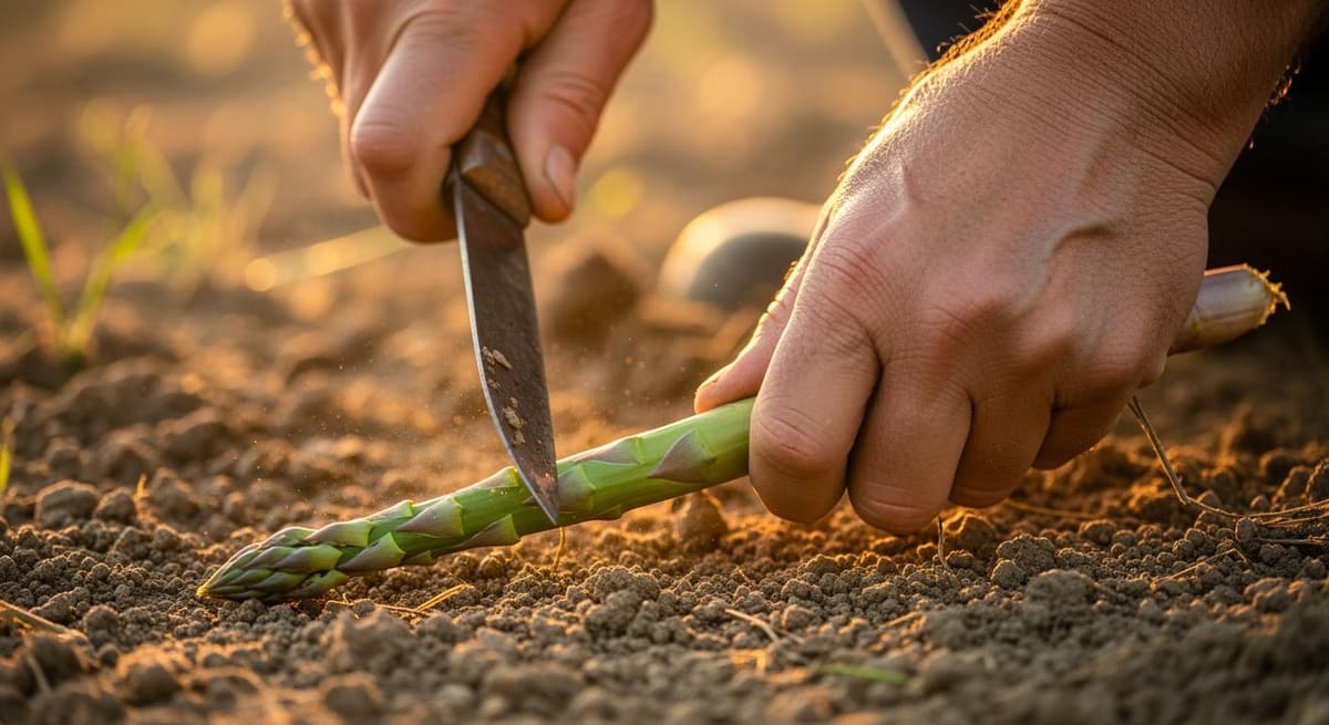 Người nông dân đang kiểm tra chất lượng măng tây trong giai đoạn thu hoạch năm 2024