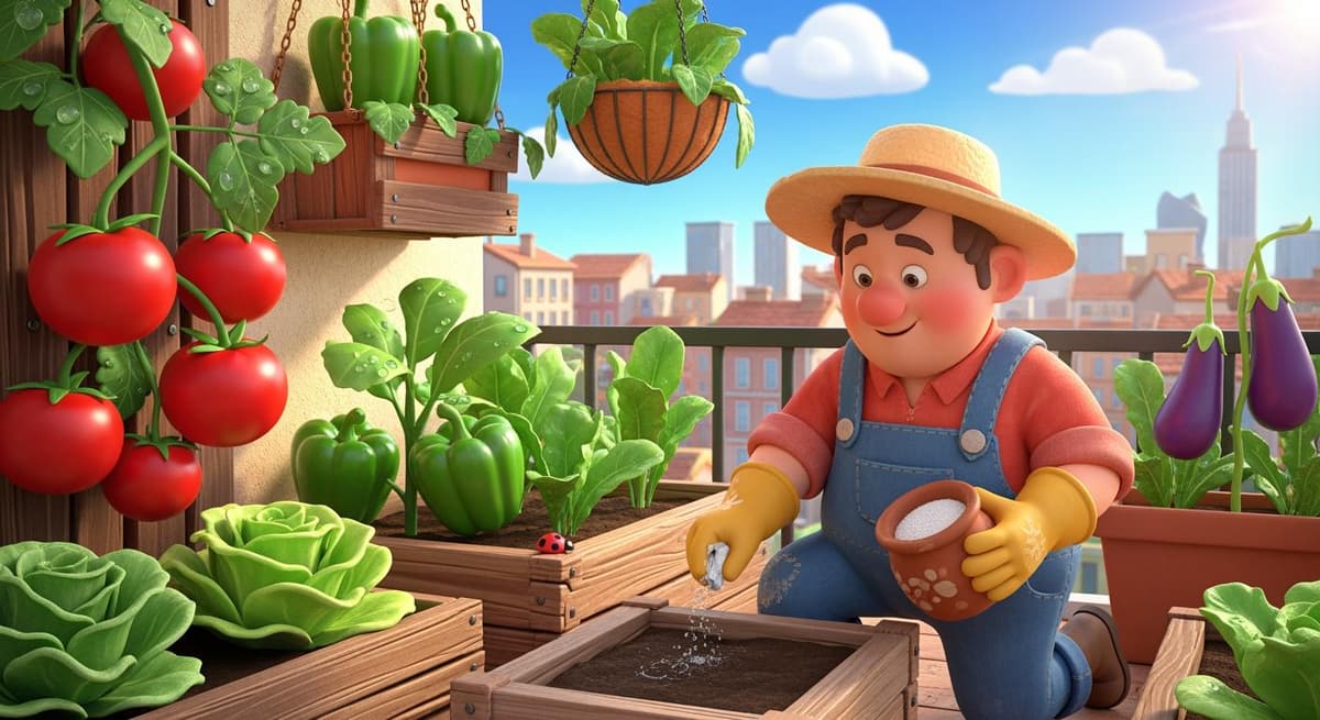 Minh họa người dân chăm sóc vườn rau sạch tại nhà bằng vôi bột