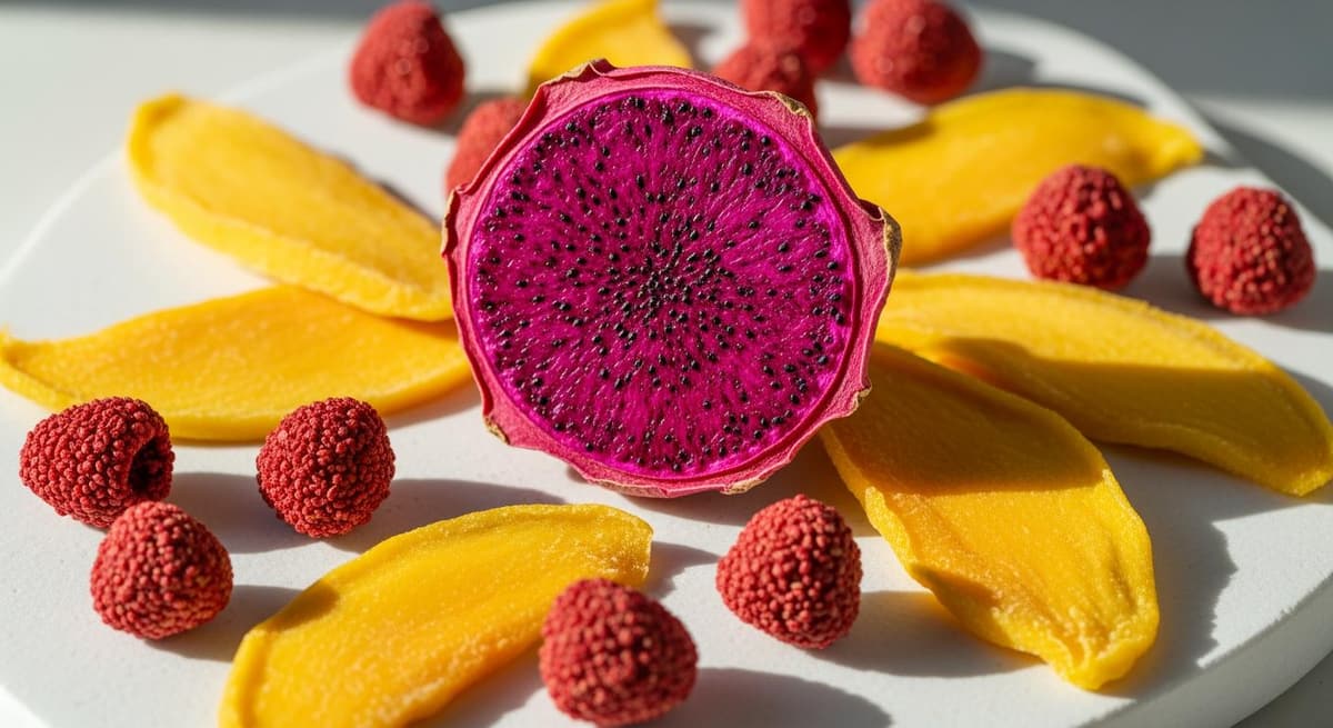 Bộ sưu tập các loại trái cây sấy thăng hoa OCOP giữ nguyên màu sắc và hình dáng tự nhiên