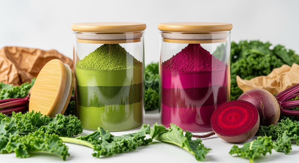 Sản phẩm bột rau củ sấy thăng hoa trong bao bì thân thiện với môi trường