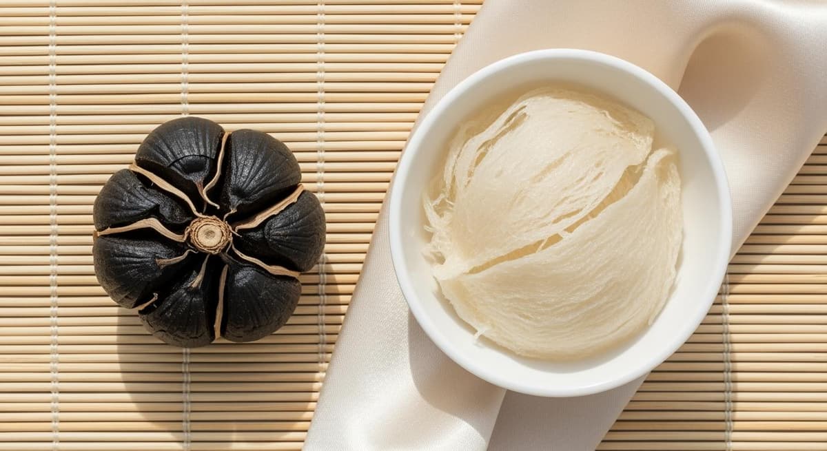 Sự kết hợp giữa tỏi đen và yến sào trong khay quà tặng sức khỏe thượng lưu